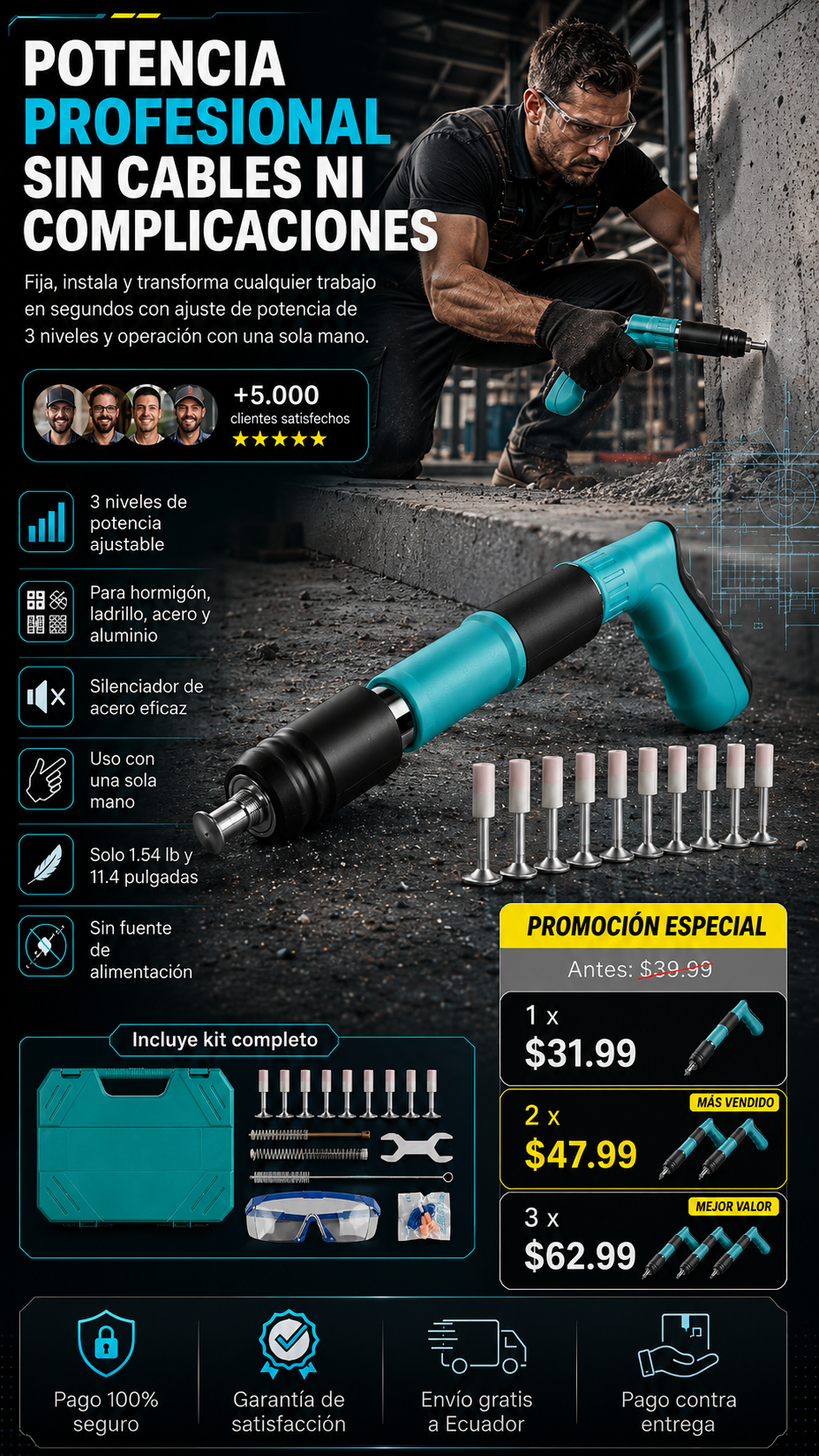 TurboClav™ PRO - Clavadora Manual Profesional de Alto Impacto
