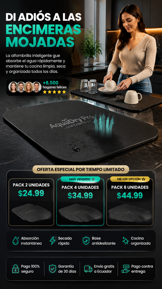 AquaDry Pro™ Alfombrilla absorbente de secado rápido para cocina