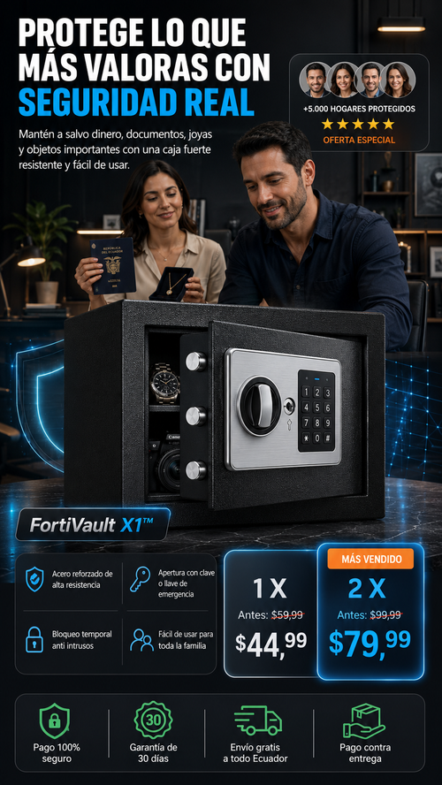 FortiVault X1™ | Caja Fuerte Digital de Acero Reforzado con Teclado Electrónico y Llave de Emergencia