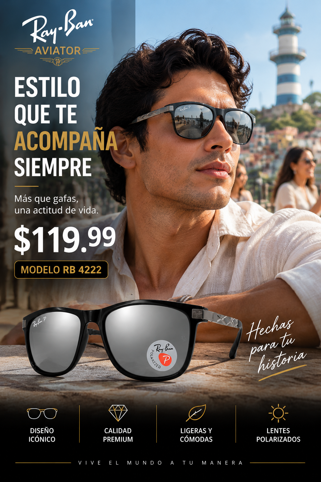 Ray-Ban 4222-BLS - ¡Luce el estilo moderno y sofisticado que nunca pasa de moda! 😎