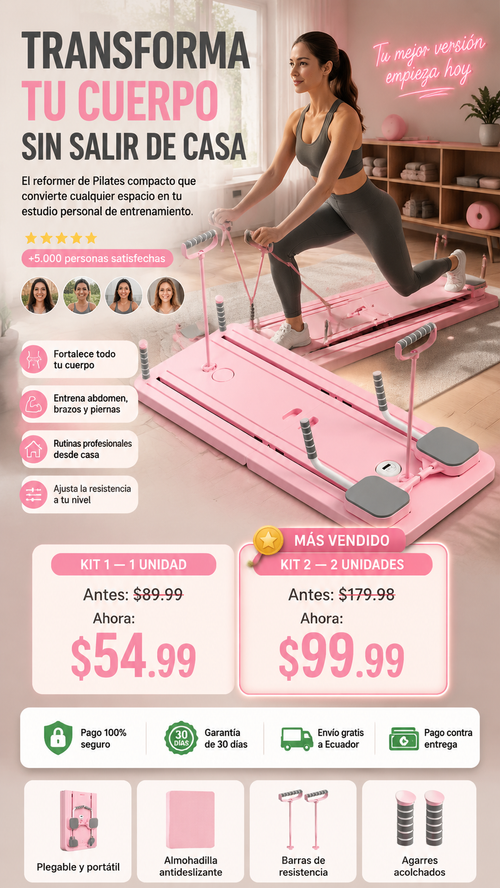 FlexCore™ Pilates Reformer | Máquina de Pilates Multifuncional para Entrenar en Casa