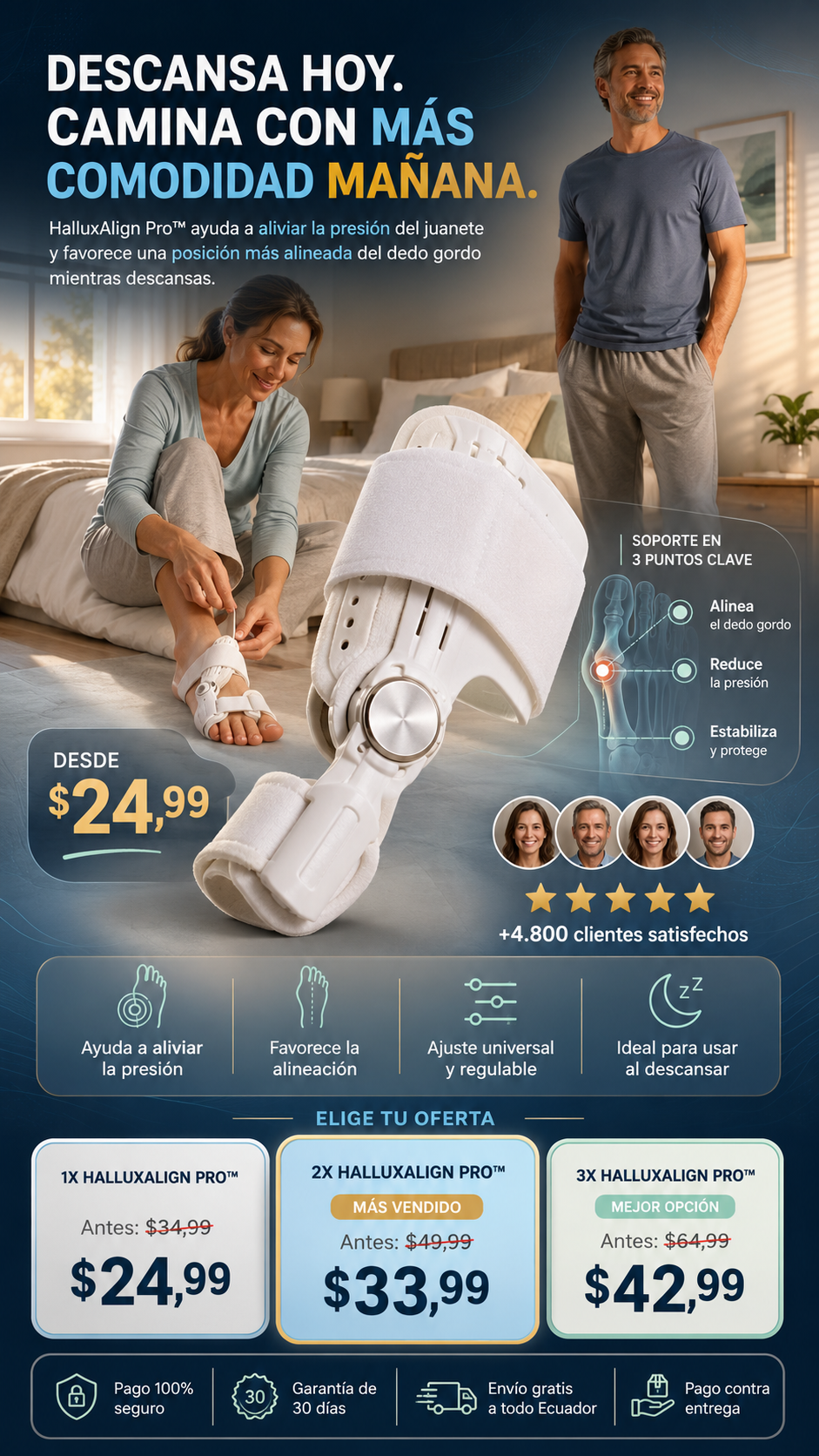 HalluxAlign Pro™ – Férula Correctora de Juanetes con Alineación de 3 Puntos