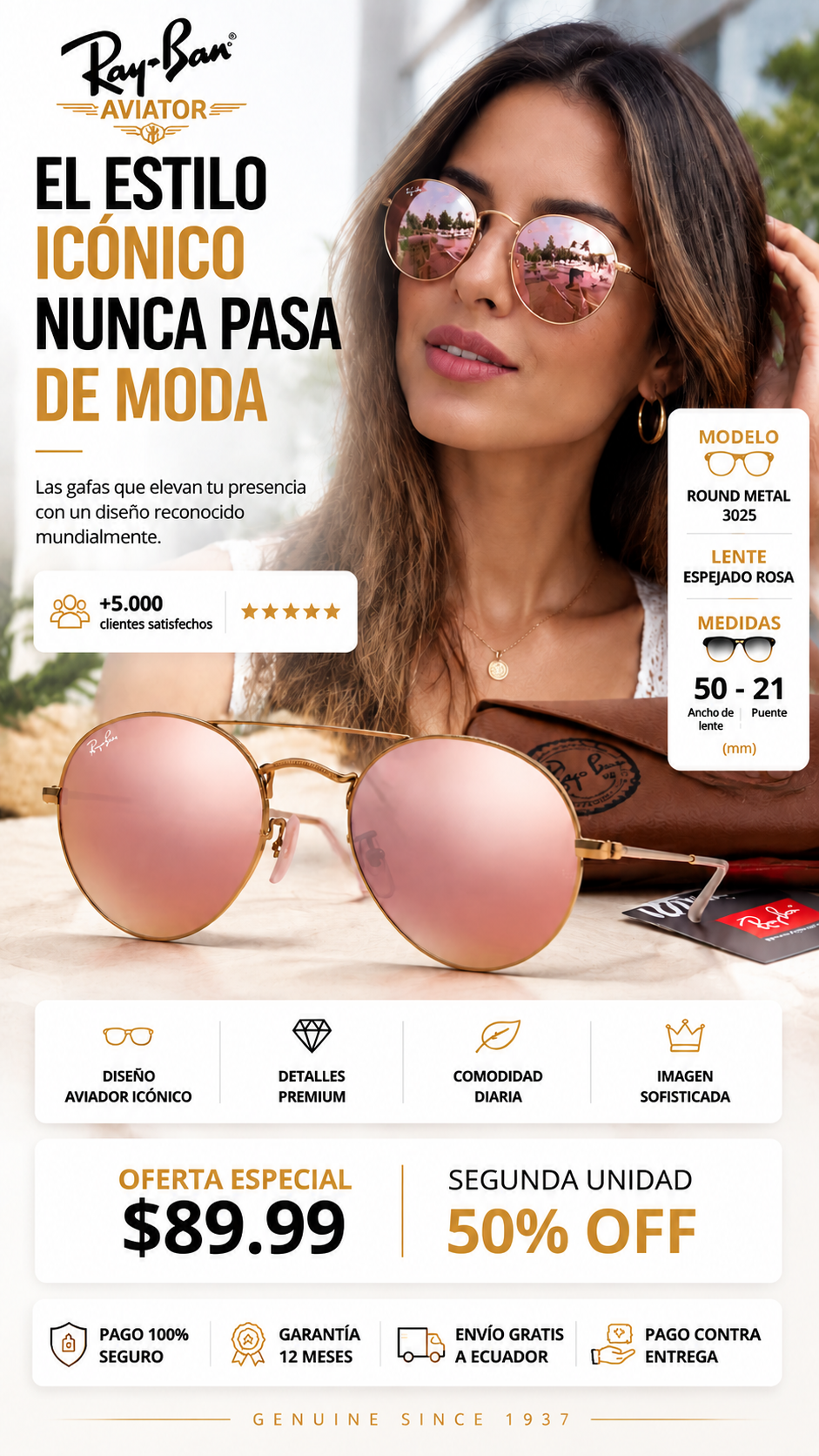Ray-Ban- ¡Luce el estilo retro que nunca pasa de moda con Ray-Ban Round Metal!