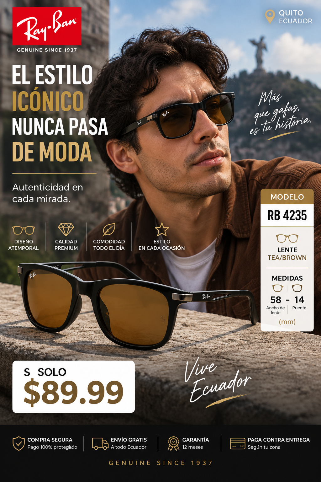 Ray-Ban 4235-T- ¡Luce el estilo moderno y sofisticado que nunca pasa de moda! 😎