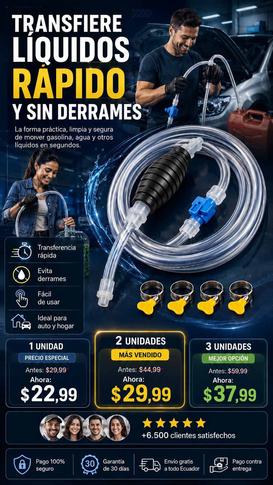 TurboSifón PRO™ - Bomba Manual para Transferencia de Combustible y Agua