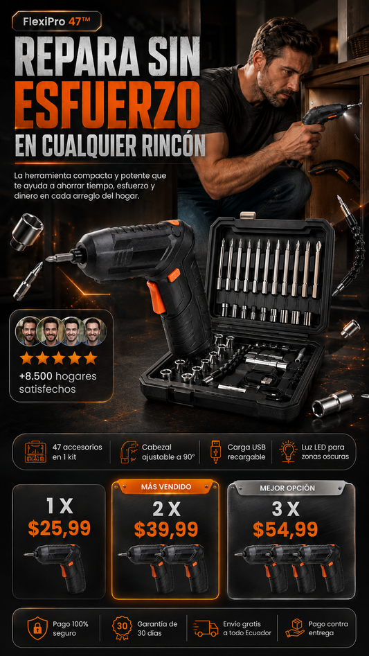 FlexiPro 47™ – Kit de Atornillador Eléctrico Articulado