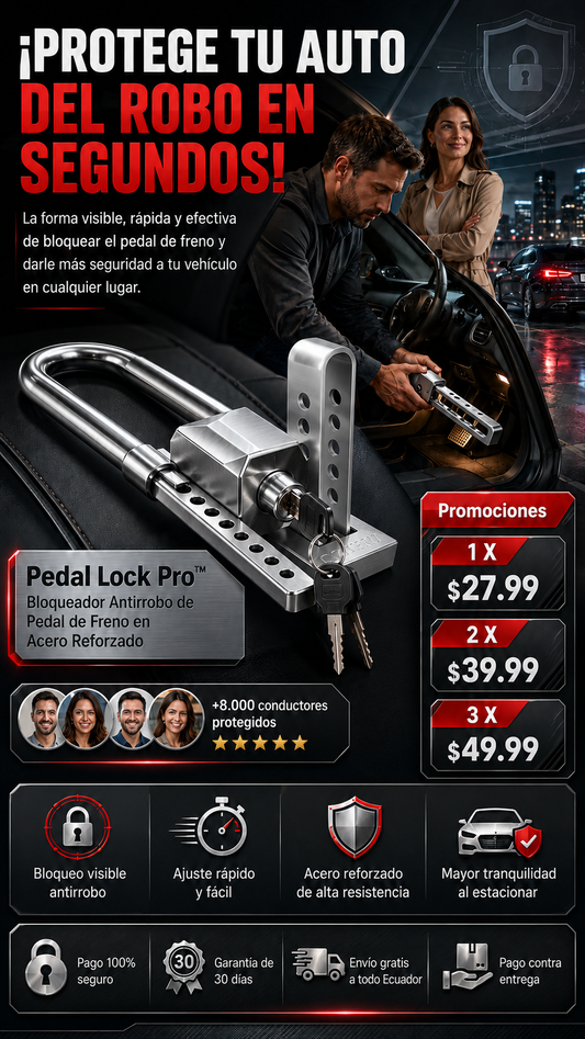 Pedal Lock Pro™ - Bloqueador Antirrobo de Pedal de Freno en Acero Reforzado