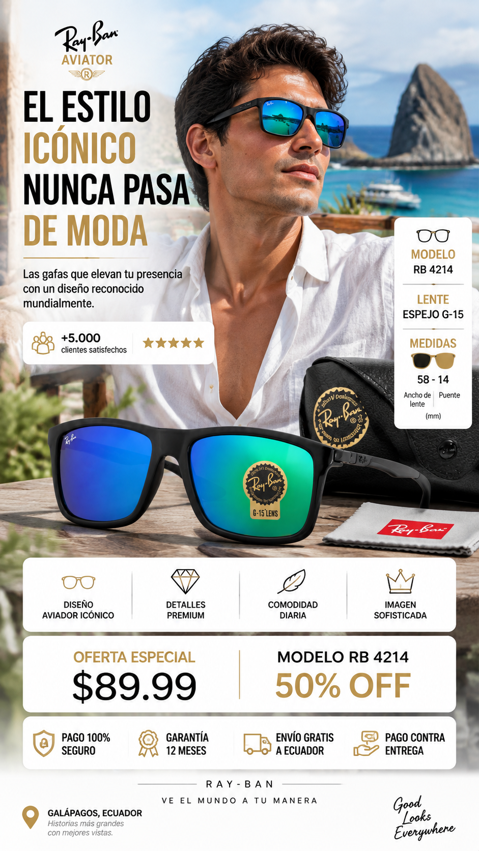 Ray-Ban 4214-G - ¡Luce el estilo moderno y sofisticado que nunca pasa de moda! 😎
