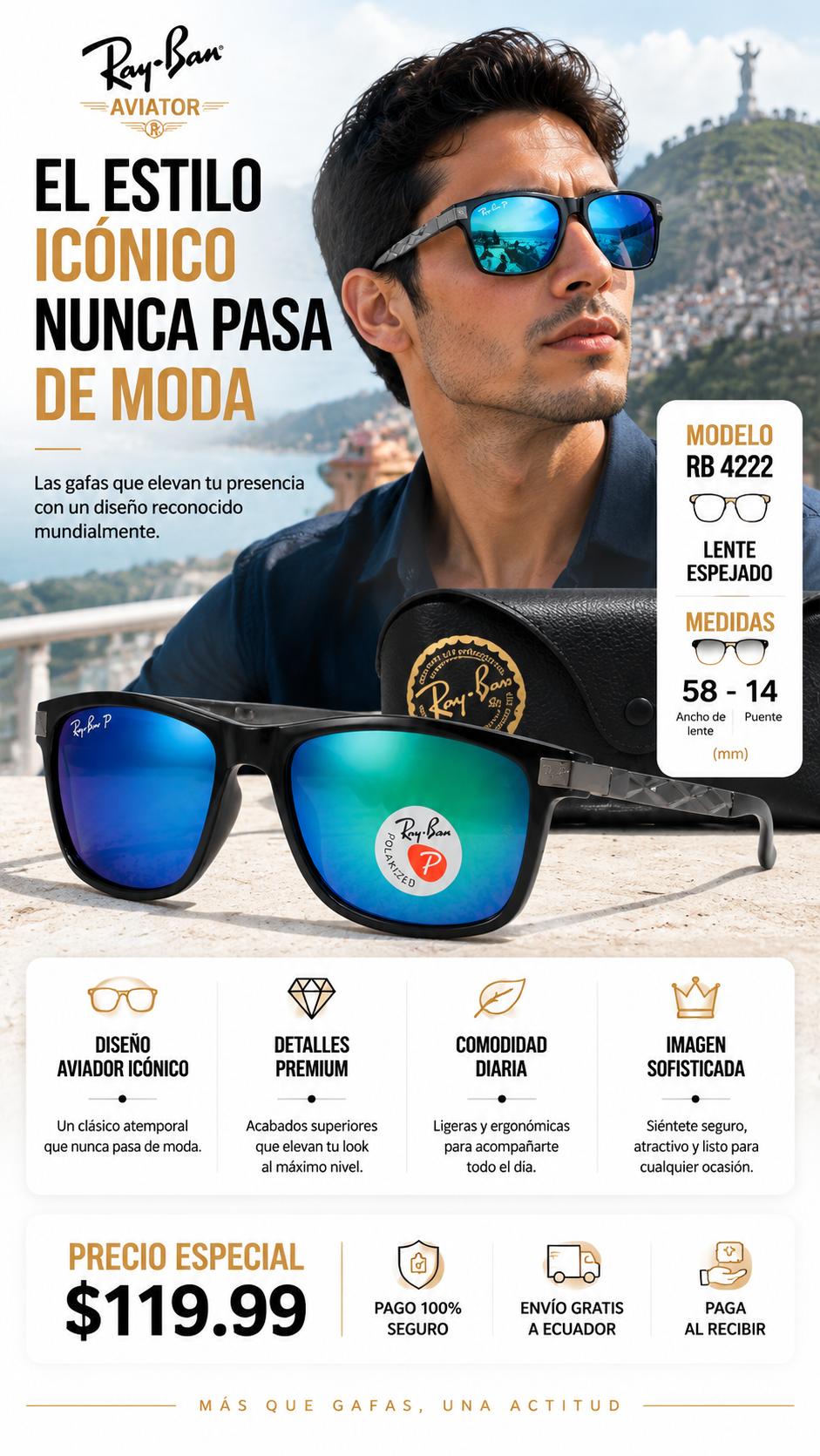 Ray-Ban 4222-BL- ¡Luce el estilo moderno y sofisticado que nunca pasa de moda! 😎