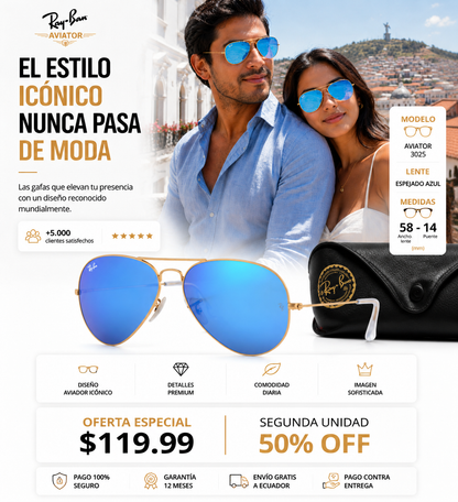 Ray-Ban Aviator RB3025 Blue  originales Elige calidad elige legado.GIB