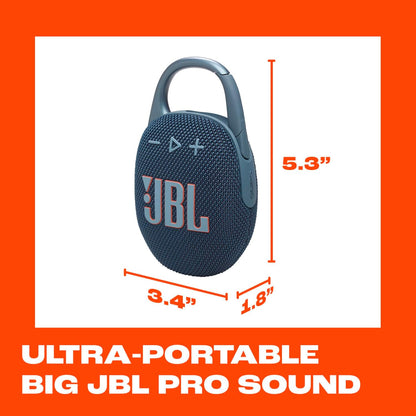 JBL CLIP  5 Ultraportátil, impermeable, a prueba de polvo y sonido Big Pro