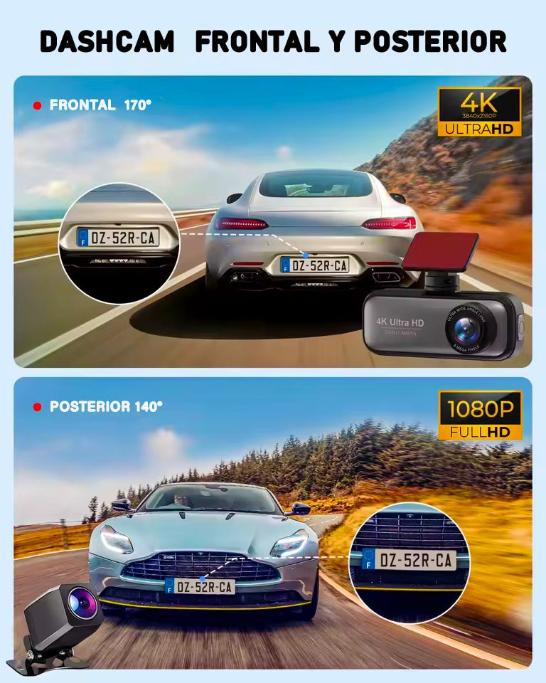 🚗 Dash Cam 4K Ultra HD — Visión nocturna 24/7, GPS integrado y calidad 4K Ultra HD.