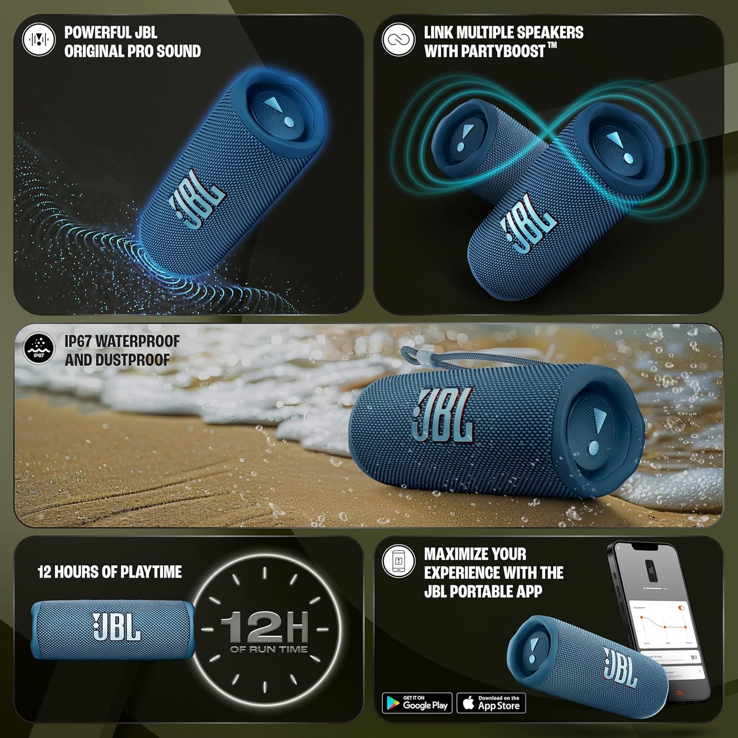 JBL FLIP 6 -  Parlante portatil con PartyBoost  - Durabilidad Garantizada
